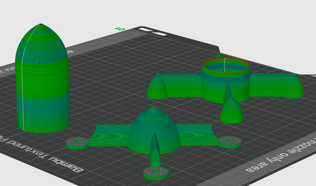 Bambu Studio view of Pro PCTG Sub250 drone parts after Helio enhancement